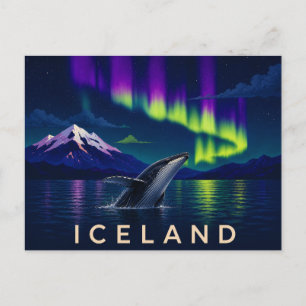 Carte Postale Baleine à bosse sous l'Aurora   Iconique Islande