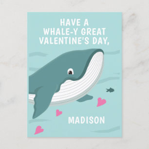 Carte Postale Baleine amusante personnalisable Valentine