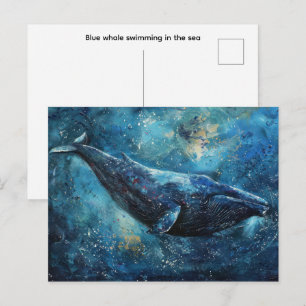 Carte Postale Baleine bleue nageant dans la mer Petite