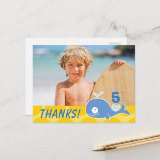 Carte Postale Baleine Bleue Points Jaunes Garçon Merci Photo Ann