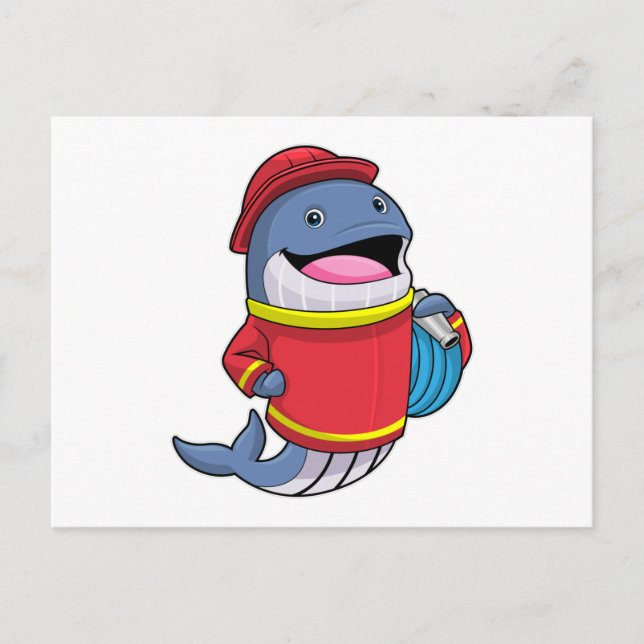 Carte Postale Baleine comme pompier avec tuyau (Devant)