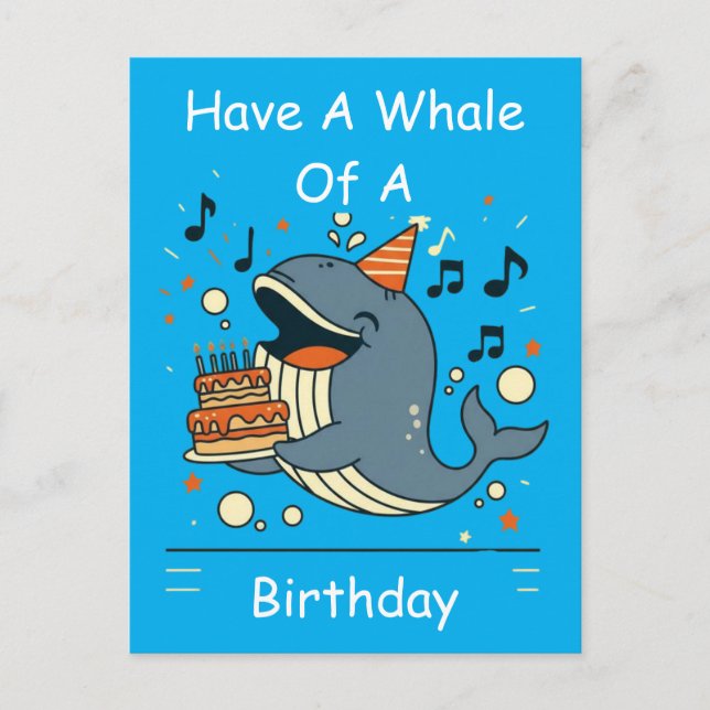Carte Postale Baleine d'anniversaire chantante (Devant)