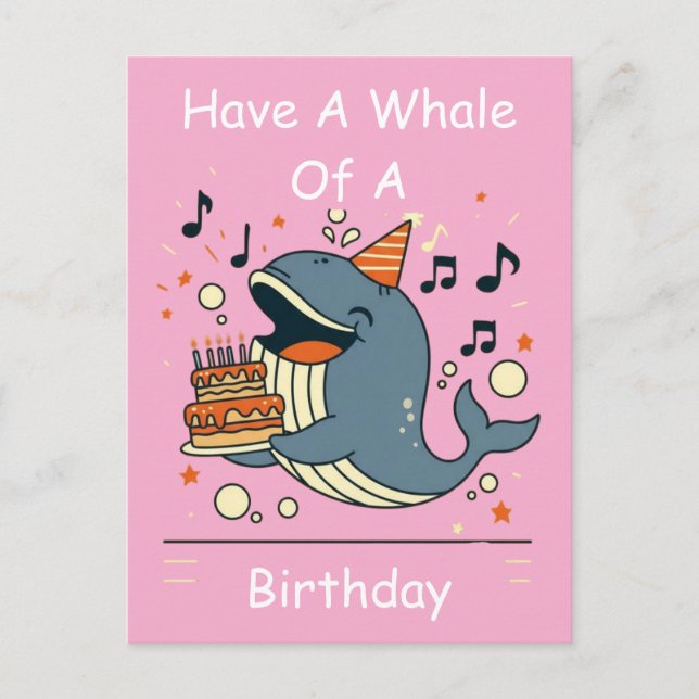 Carte Postale Baleine d'anniversaire chantante (Devant)