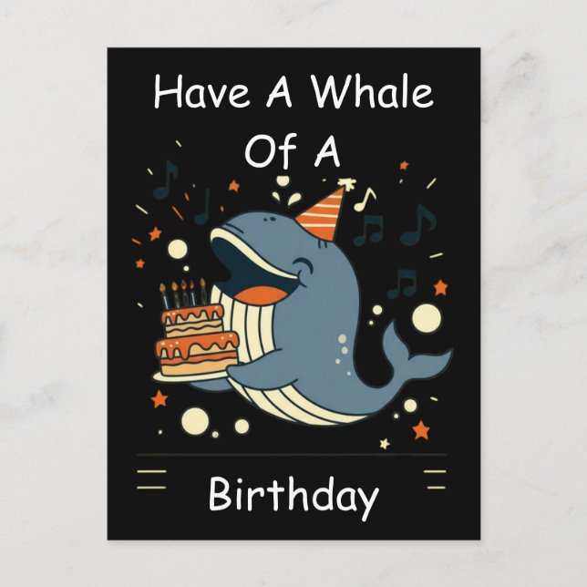 Carte Postale Baleine d'anniversaire chantante (Devant)
