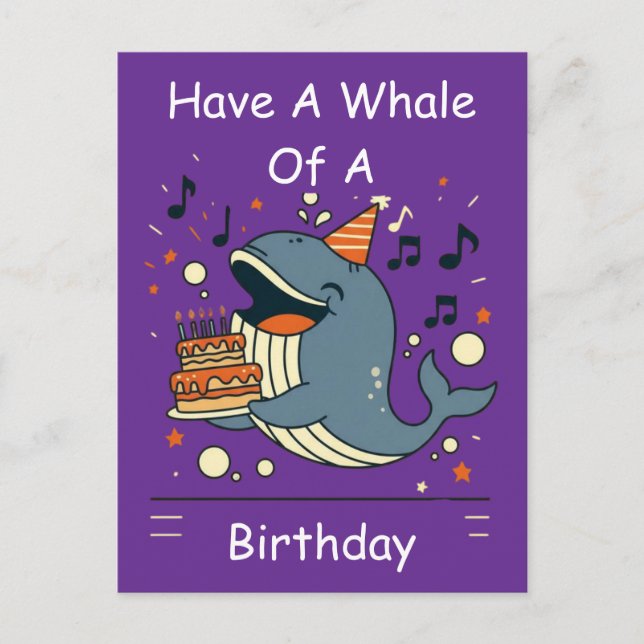 Carte Postale Baleine d'anniversaire chantante (Devant)