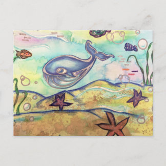 Carte Postale Baleine d'aquarelle Pastel
