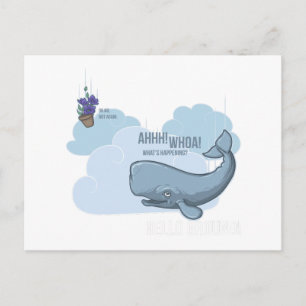 Carte Postale Baleine de Sperm et bol de Petunias