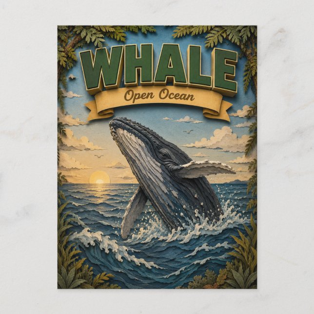 Carte Postale Baleine en haute mer POPCUT (Devant)