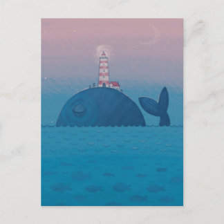 Carte Postale Baleine et phare.