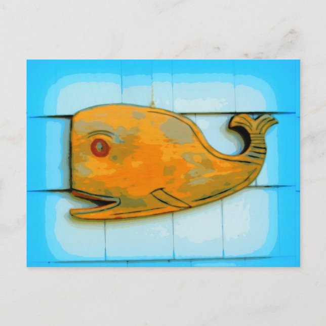 Carte Postale baleine joyeuse souriante bleu (Devant)