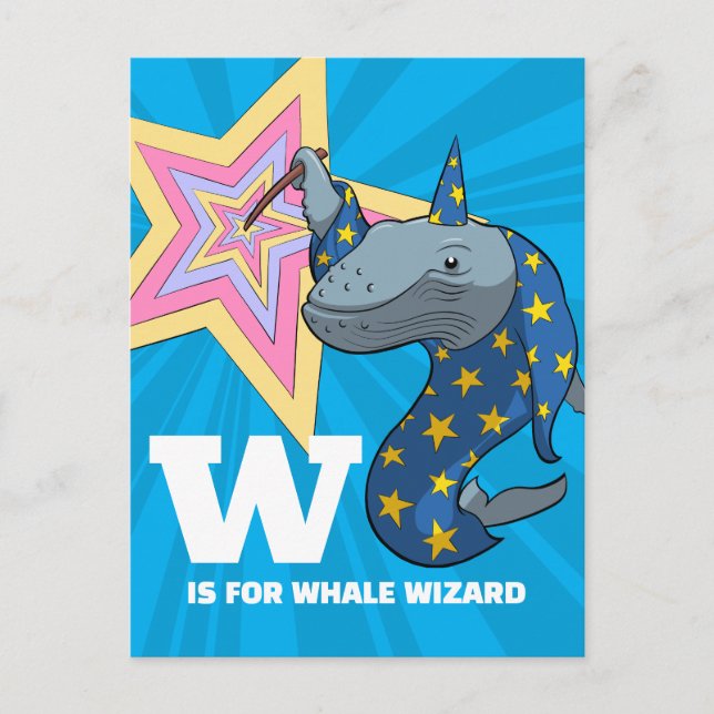 Carte Postale Baleine Magicien Juste Pour le Plaisir Caractère A (Devant)