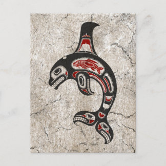 Carte Postale Baleine meurtrière crackée Blue et Black Haida Spi