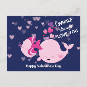 Carte Postale Baleine mignonne Toujours Vous Aimer Valentine