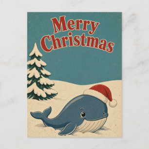 Carte Postale Baleine Neige Sol Animal Noël
