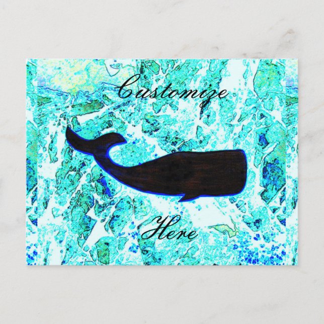 Carte Postale baleine noire bleu Thunder_Cove (Devant)