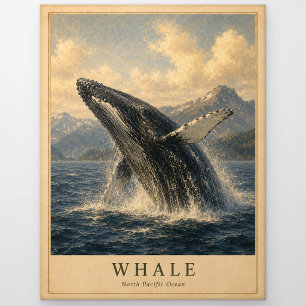 Carte Postale Baleine Nord-Pacifique VINTAGE