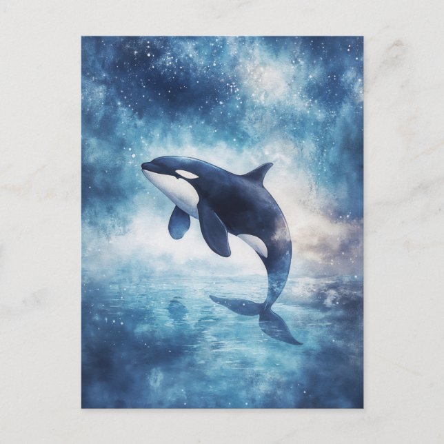 Carte Postale Baleine Orque Stellaire Galaxie Céleste (Devant)