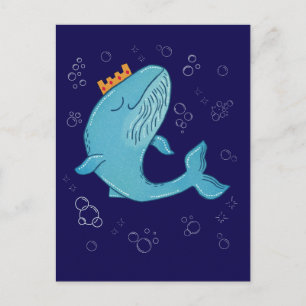 Carte Postale Baleine Roi avec Couronne   Art Populaire Océaniqu