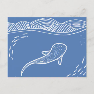 Carte Postale Baleine Shark Line Art