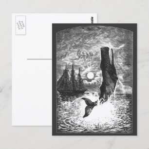 Carte Postale Baleine vintage, Vie Marine Animaux