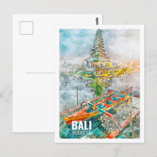 Carte Postale Bali Indonésie célèbre Voyage Aquarelle Sketch
