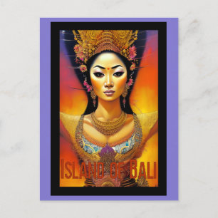 Carte Postale Bali Indonésie Femme Voyage coloré