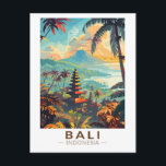 Carte Postale Bali Indonésie Temples Voyage Art Vintage<br><div class="desc">Conception de voyage vectorielle rétro Bali. Bali est une île du sud-est asiatique réputée pour ses plages,  ses temples et sa culture. Elle abrite également la vie marine,  des parcs safaris et des oeuvres d'art.</div>