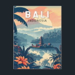 Carte Postale Bali Indonésie Travel Art Vintage<br><div class="desc">Conception de voyage vectorielle rétro Bali. Bali est une île du sud-est asiatique réputée pour ses plages,  ses temples et sa culture. Elle abrite également la vie marine,  des parcs safaris et des oeuvres d'art.</div>