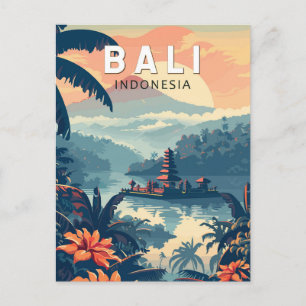 Carte Postale Bali Indonésie Travel Art Vintage