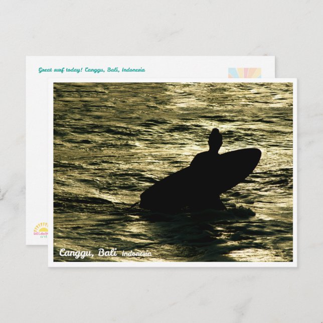Carte Postale Bali Sunset Surfing – Art Postcard (Devant / Derrière)
