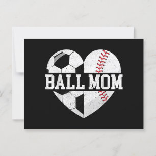 Carte Postale Ball Maman Chemise Coeur Funny Baseball Soccer Mam