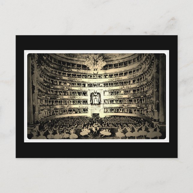 Carte Postale Balle antique Scala Milan photo en noir et blanc (Devant)