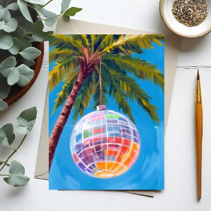 Carte Postale Balle de disco arc-en-ciel   Peinture aquarelle pa