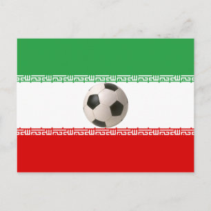 Carte Postale Balle de football au centre du drapeau iranien