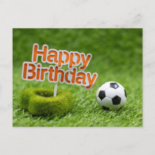 Carte Postale Balle de football avec Joyeux Anniversaire sur Ver