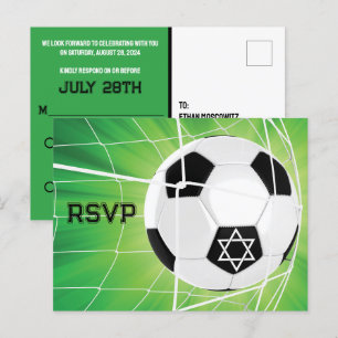 Carte Postale Balle de football dans Net Bar Mitzvah RSVP