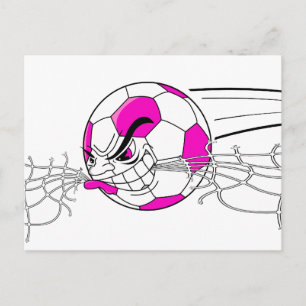 Carte Postale balle de football mordant le filet filles rose