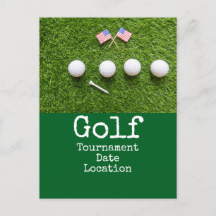Carte Postale Balle de golf avec tournoi de golf du drapeau amér