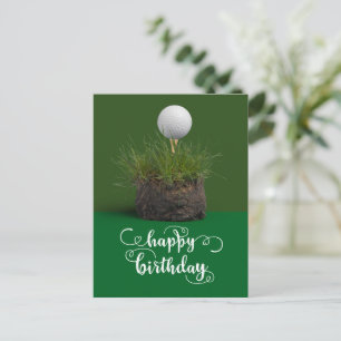 Carte Postale Balle de golf sur le vert Joyeux Anniversaire au g