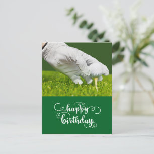 Carte Postale Balle de golf sur le vert Joyeux anniversaire au g