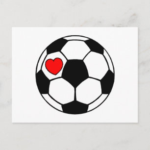 Carte Postale Balle de soccer (Coeur rouge)