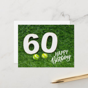 Carte Postale Balle de tennis avec Joyeux 60e Anniversaire 