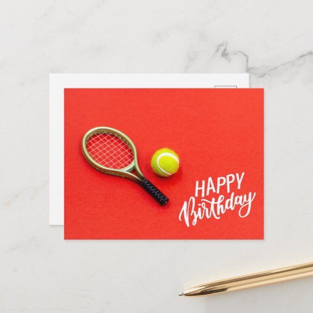 Carte Postale Balle de tennis avec Joyeux Anniversaire avec amou (Devant/Arrière en situation)