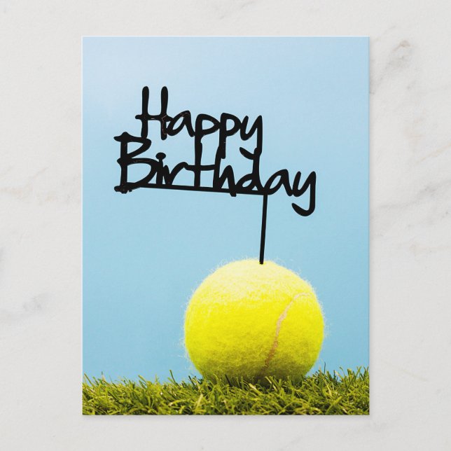 Carte Postale Balle de tennis avec Joyeux Anniversaire sur fond  (Devant)