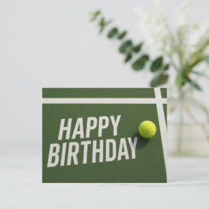 Carte Postale Balle de tennis avec Joyeux Anniversaire sur le co