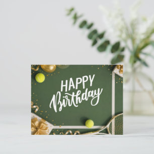 Carte Postale Balle de tennis avec Joyeux Anniversaire sur le co