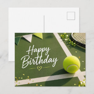Carte Postale Balle de tennis avec Joyeux Anniversaire sur le co