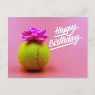 Carte Postale Balle de tennis avec le mot joyeux anniversaire su