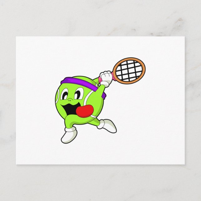 Carte Postale Balle de tennis avec raquette de tennis (Devant)
