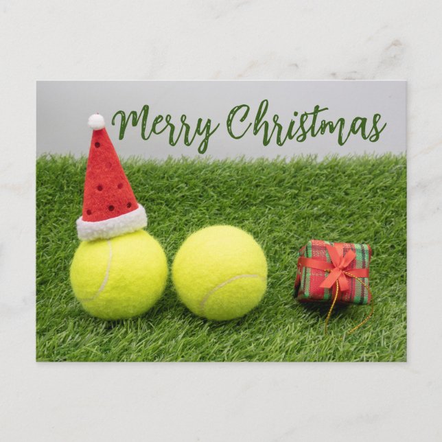 Carte Postale Balle de tennis Joyeux Noël Vacances    (Devant)